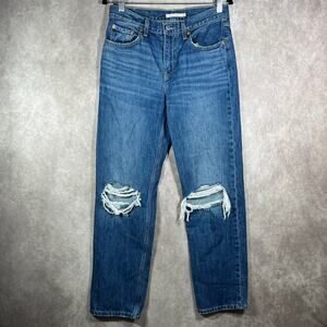 Levi's Low‎ Pro Straight Jeans Womens Size 27 Blue Denim Distressed High Rise
